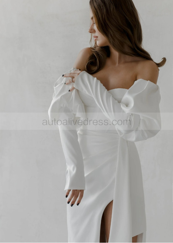 Sweetheart Corset Ivory Satin Wedding Dress With Detachable Sleeves Sweetheart Corset Ivory Satin Wedding Dress With Detachable Sleeves